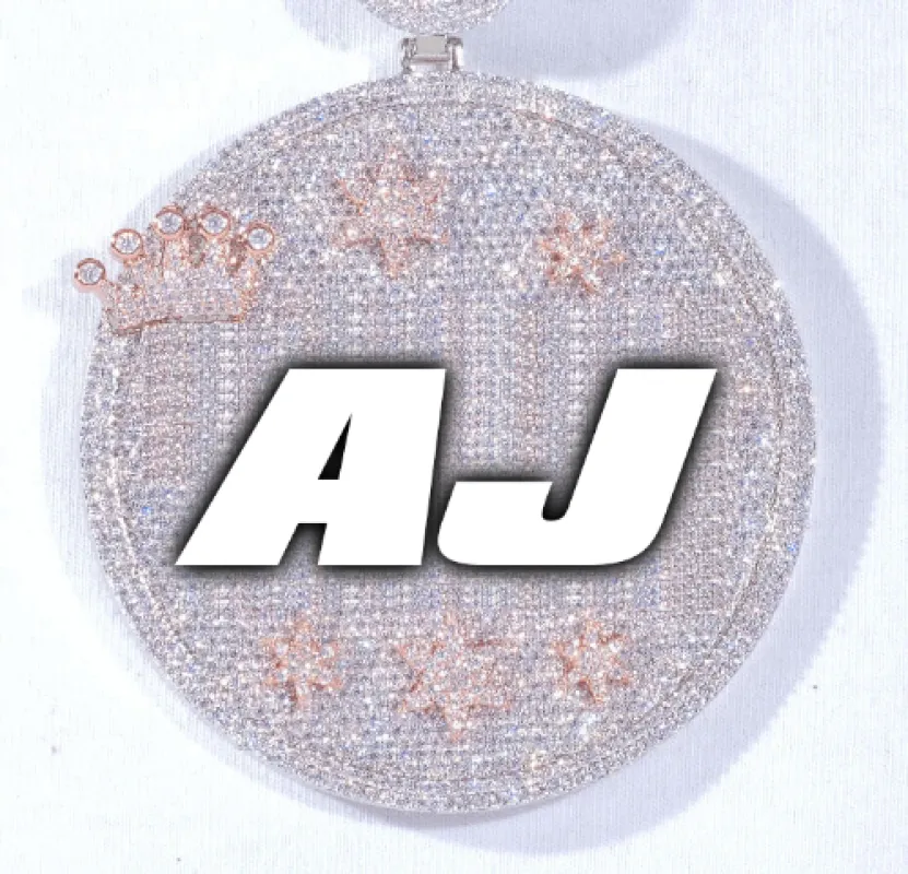 CUSTOM LETTER NECKLACE 3D BIG CROWN DISC made by The GUU Shop
