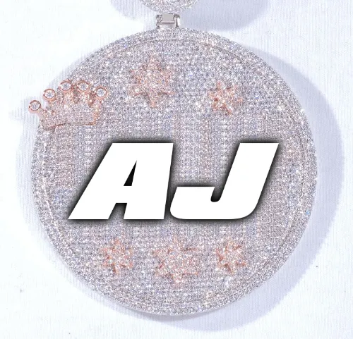 CUSTOM LETTER NECKLACE 3D BIG CROWN DISC sold by The GUU Shop