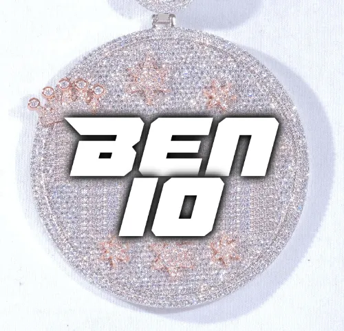 CUSTOM LETTER NECKLACE 3D BIG CROWN DISC sold by The GUU Shop