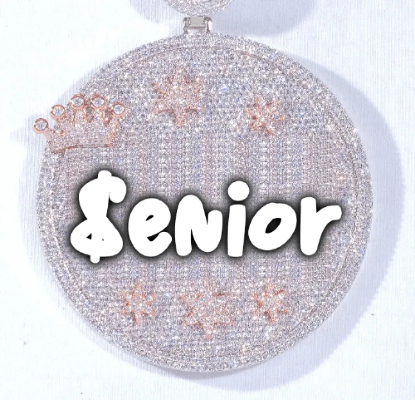 CUSTOM LETTER NECKLACE 3D BIG CROWN DISC made by The GUU Shop