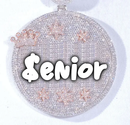CUSTOM LETTER NECKLACE 3D BIG CROWN DISC sold by The GUU Shop