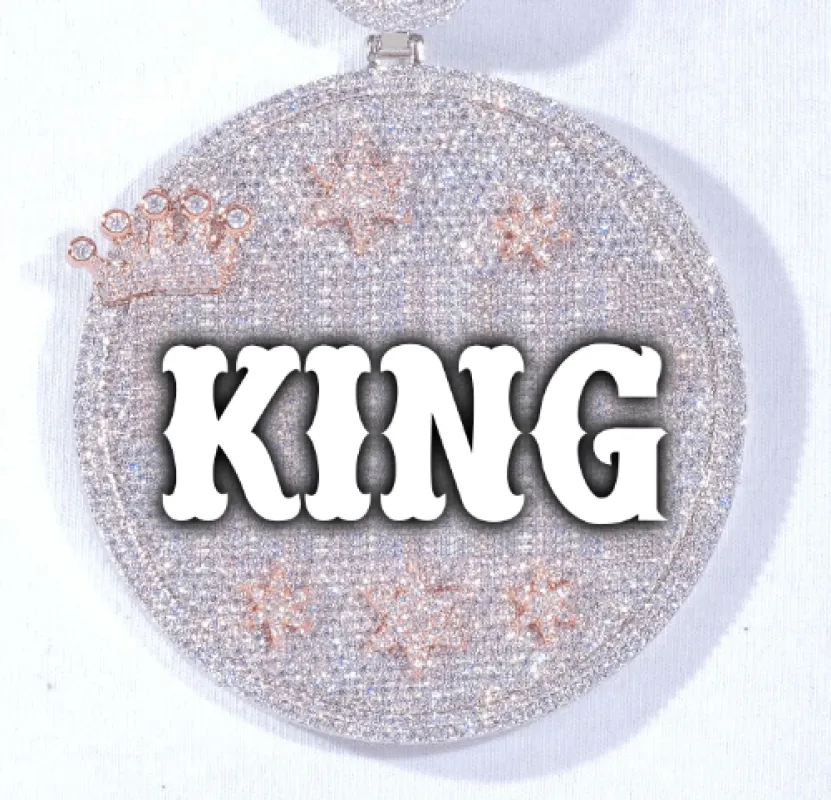 CUSTOM LETTER NECKLACE 3D BIG CROWN DISC made by The GUU Shop