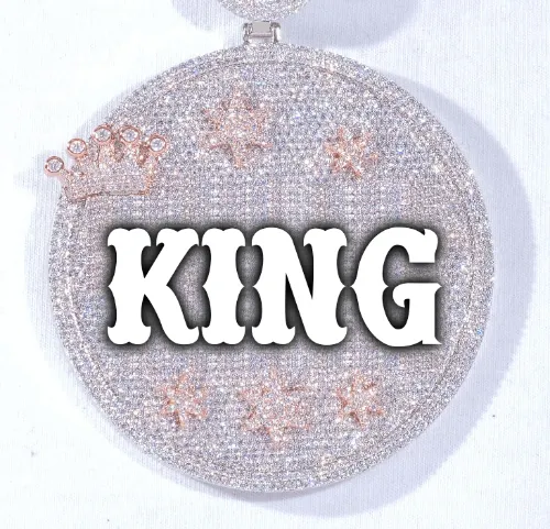CUSTOM LETTER NECKLACE 3D BIG CROWN DISC sold by The GUU Shop