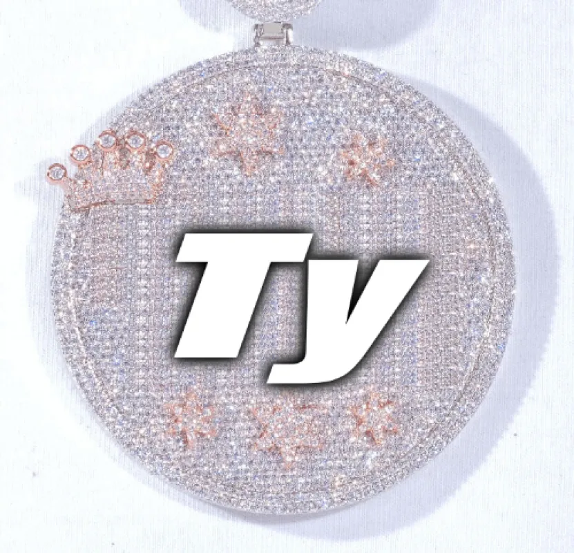 CUSTOM LETTER NECKLACE 3D BIG CROWN DISC made by The GUU Shop