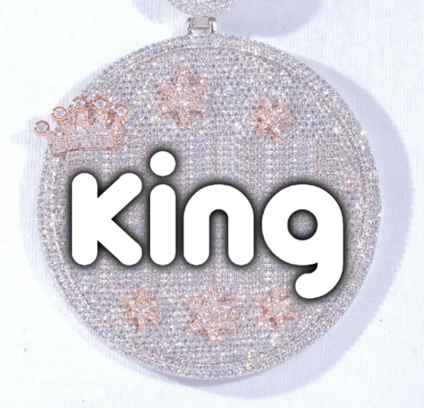 CUSTOM LETTER NECKLACE 3D BIG CROWN DISC made by The GUU Shop