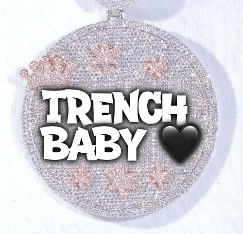 CUSTOM LETTER NECKLACE 3D BIG CROWN DISC sold by The GUU Shop