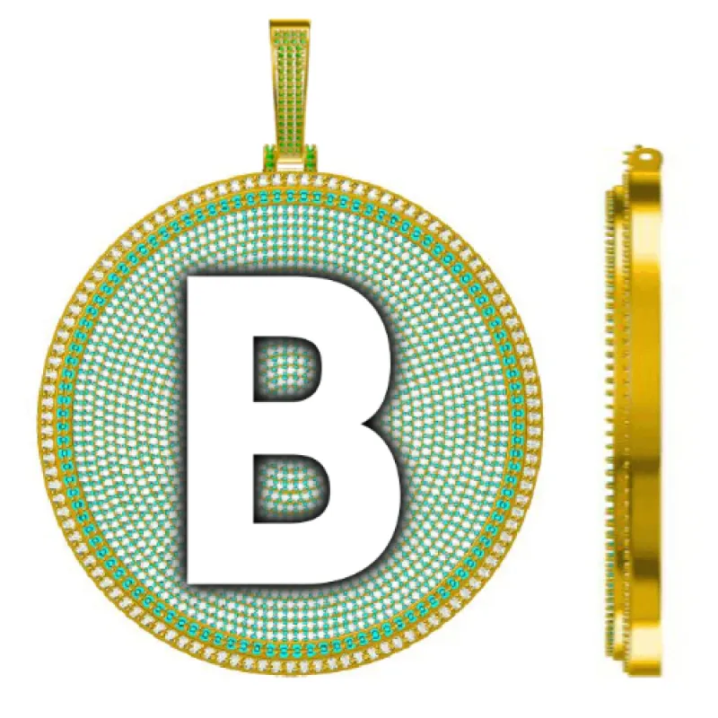 CUSTOM LETTER NECKLACE 3D BIG DISC made by The GUU Shop