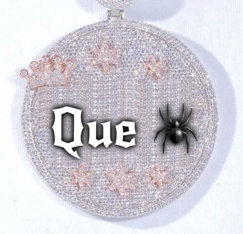 CUSTOM LETTER NECKLACE 3D BIG CROWN DISC sold by The GUU Shop