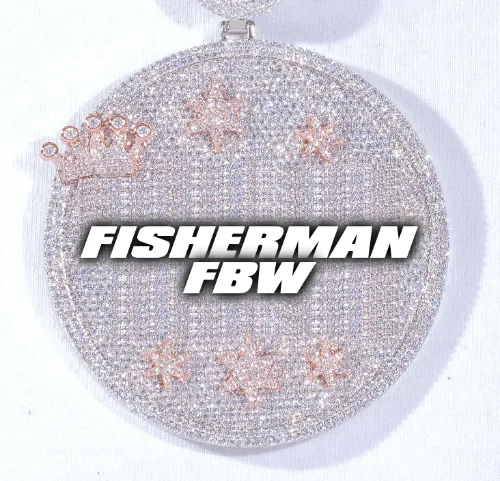CUSTOM LETTER NECKLACE 3D BIG CROWN DISC sold by The GUU Shop