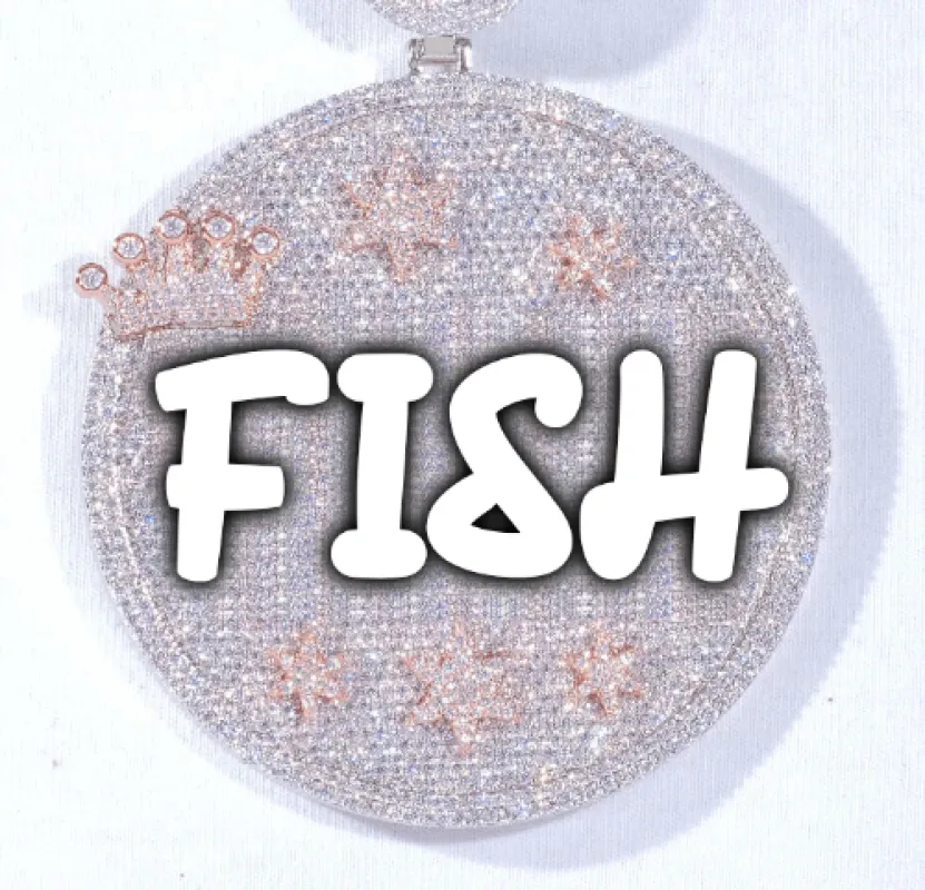 CUSTOM LETTER NECKLACE 3D BIG CROWN DISC made by The GUU Shop