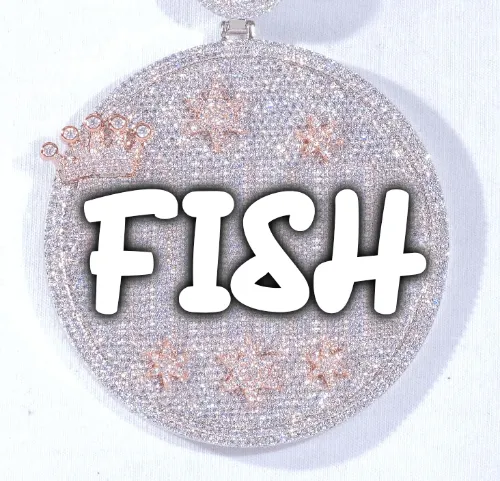 CUSTOM LETTER NECKLACE 3D BIG CROWN DISC sold by The GUU Shop