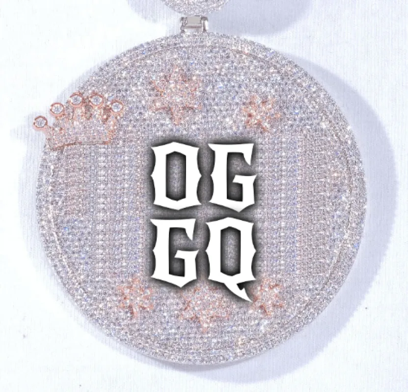 CUSTOM LETTER NECKLACE 3D BIG CROWN DISC made by The GUU Shop