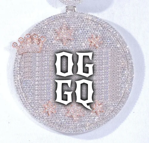 CUSTOM LETTER NECKLACE 3D BIG CROWN DISC sold by The GUU Shop