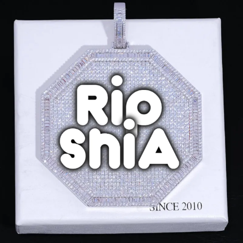 CUSTOM LETTER NECKLACE 3D BIG OCTAGON made by The GUU Shop