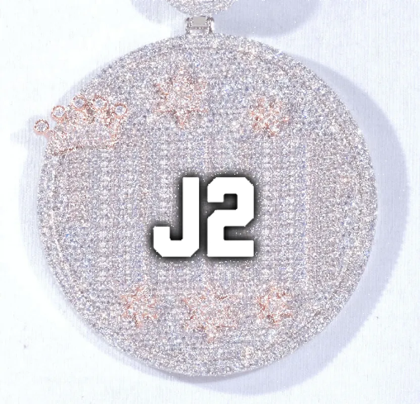 CUSTOM LETTER NECKLACE 3D BIG CROWN DISC made by The GUU Shop