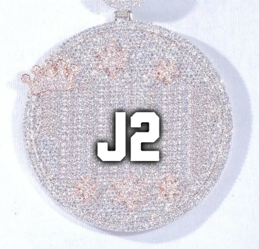 CUSTOM LETTER NECKLACE 3D BIG CROWN DISC made by The GUU Shop