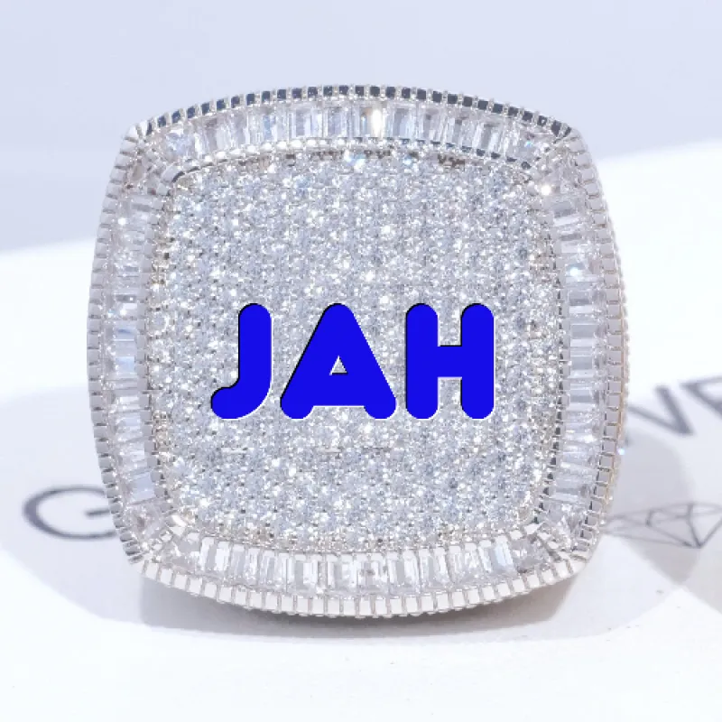 CUSTOM LETTER 3D ICED RING made by The GUU Shop