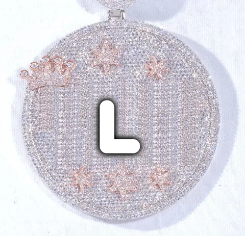 CUSTOM LETTER NECKLACE 3D BIG CROWN DISC sold by The GUU Shop