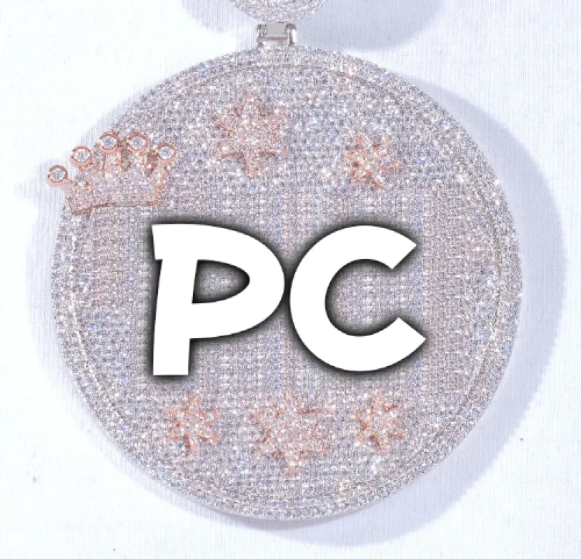 CUSTOM LETTER NECKLACE 3D BIG CROWN DISC made by The GUU Shop