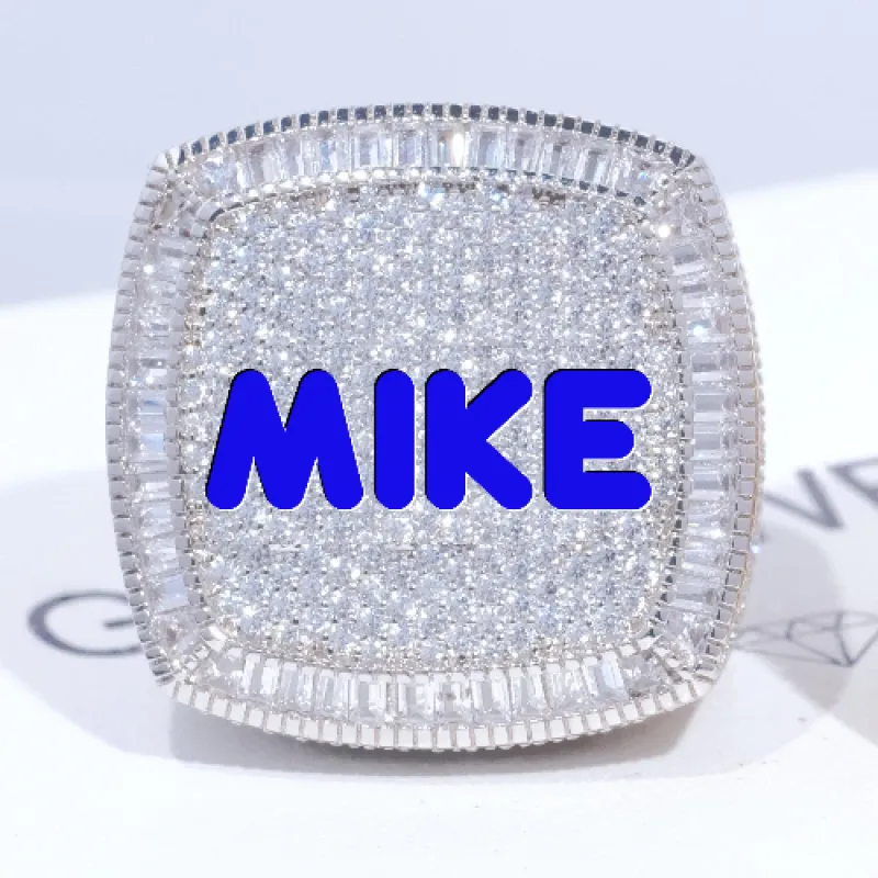 CUSTOM LETTER 3D ICED RING made by The GUU Shop