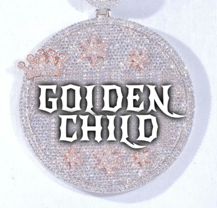 CUSTOM LETTER NECKLACE 3D BIG CROWN DISC made by The GUU Shop