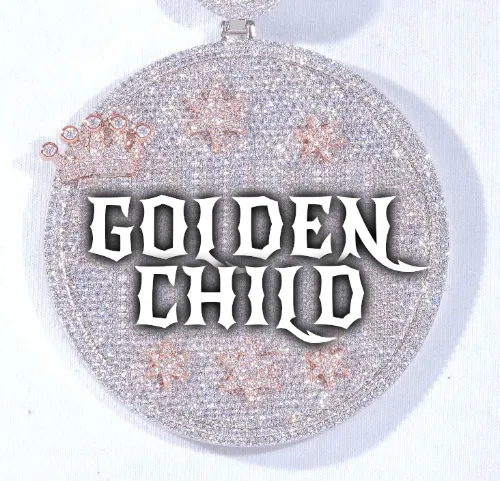 CUSTOM LETTER NECKLACE 3D BIG CROWN DISC sold by The GUU Shop