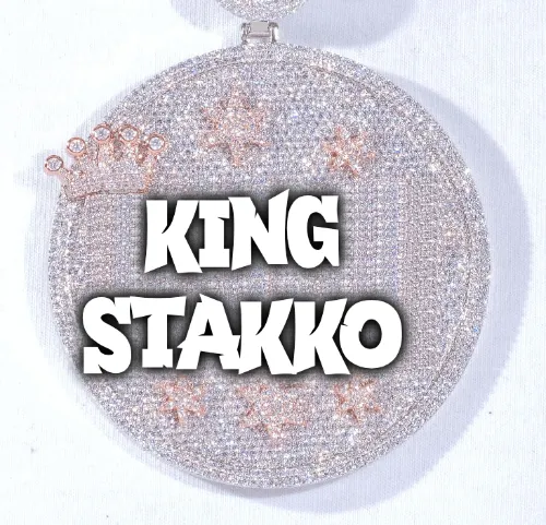 CUSTOM LETTER NECKLACE 3D BIG CROWN DISC sold by The GUU Shop