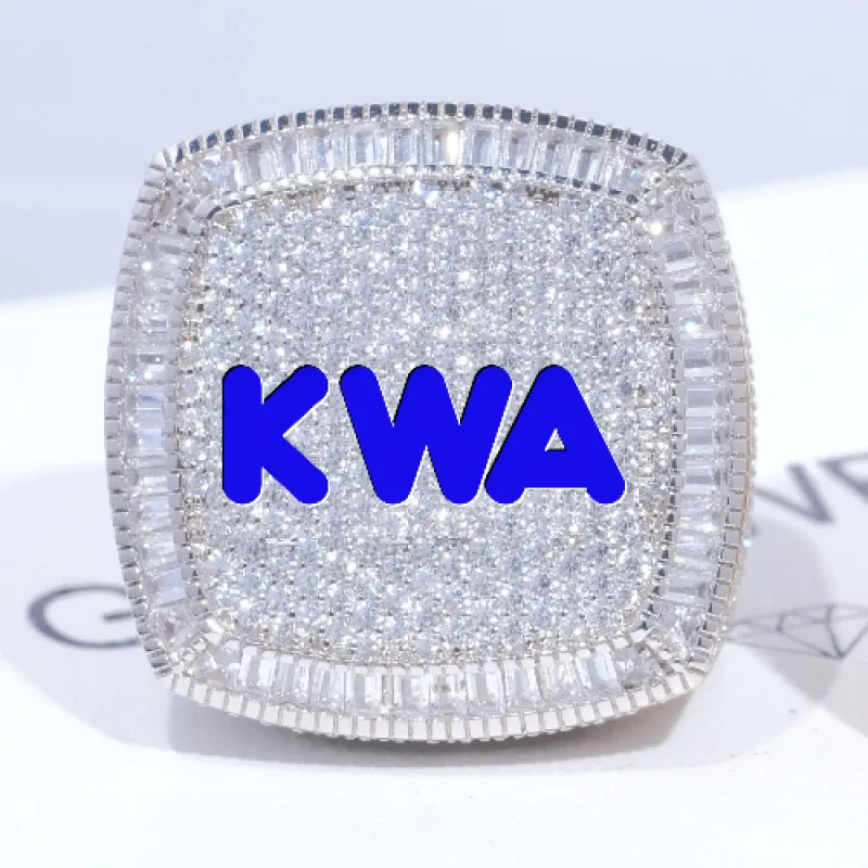 CUSTOM LETTER 3D ICED RING made by The GUU Shop