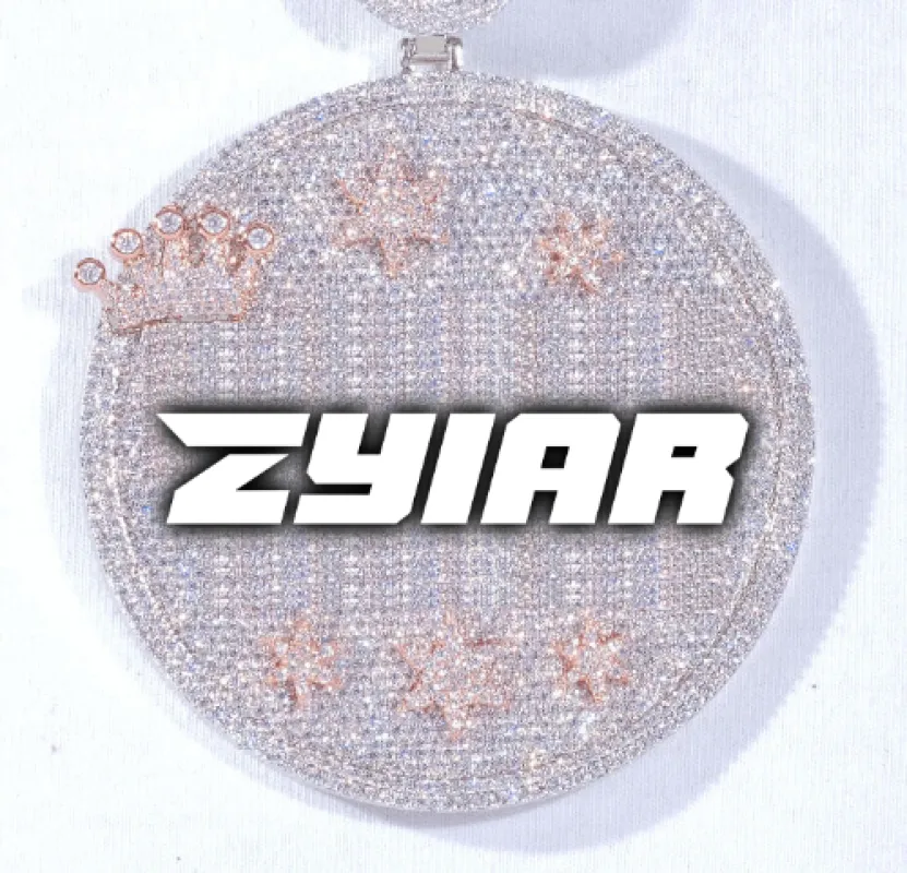 CUSTOM LETTER NECKLACE 3D BIG CROWN DISC made by The GUU Shop