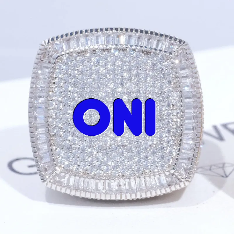 CUSTOM LETTER 3D ICED RING made by The GUU Shop