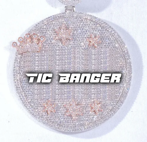 CUSTOM LETTER NECKLACE 3D BIG CROWN DISC sold by The GUU Shop