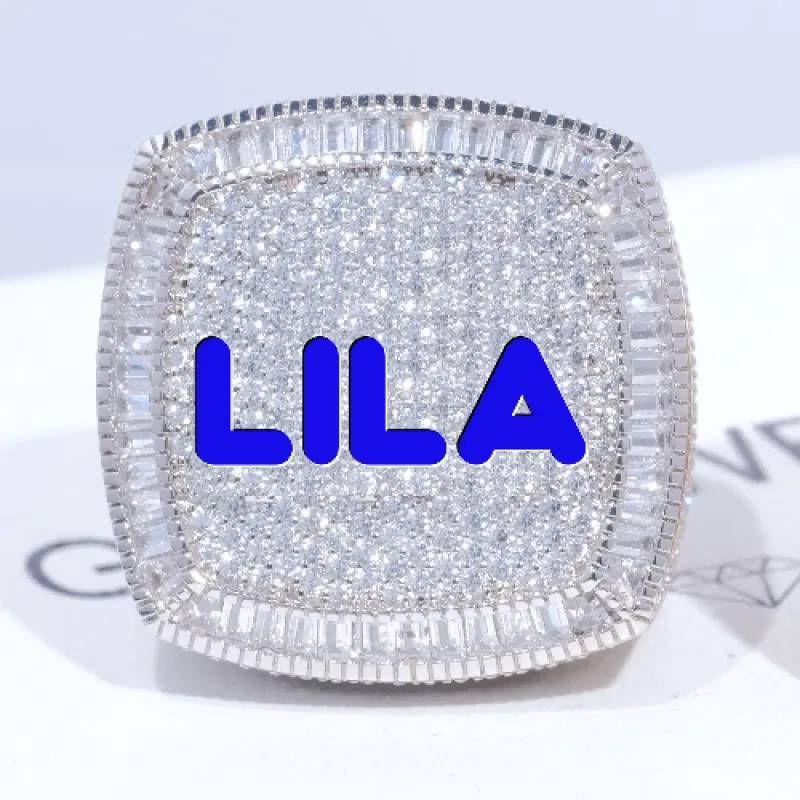 CUSTOM LETTER 3D ICED RING made by The GUU Shop