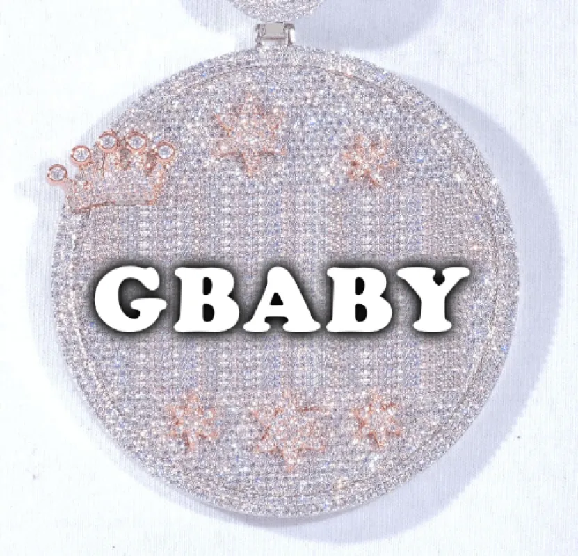 CUSTOM LETTER NECKLACE 3D BIG CROWN DISC made by The GUU Shop