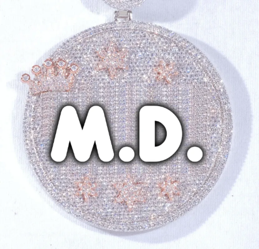 CUSTOM LETTER NECKLACE 3D BIG CROWN DISC made by The GUU Shop