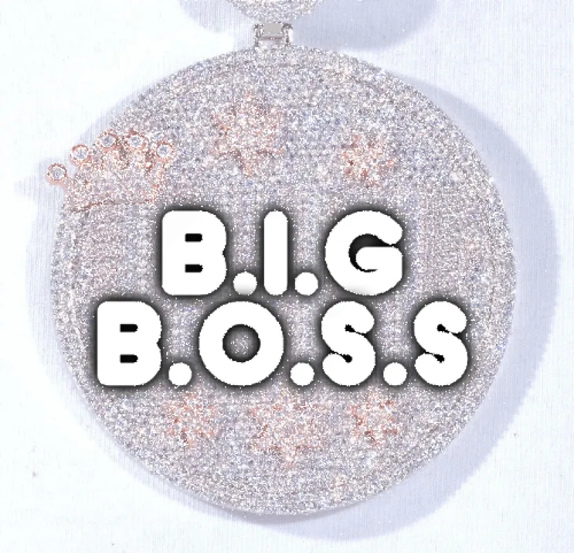 CUSTOM LETTER NECKLACE 3D BIG CROWN DISC made by The GUU Shop
