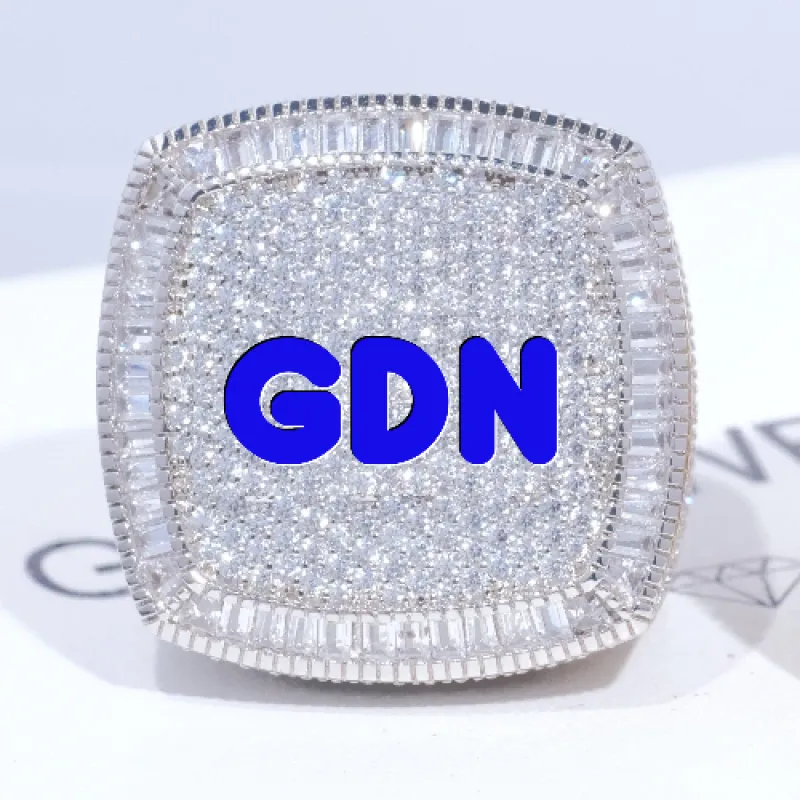 CUSTOM LETTER 3D ICED RING made by The GUU Shop