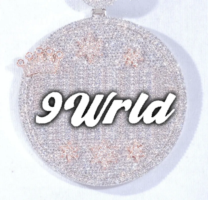 CUSTOM LETTER NECKLACE 3D BIG CROWN DISC made by The GUU Shop