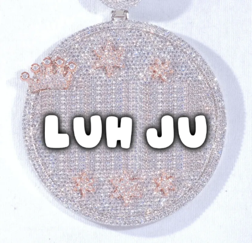 CUSTOM LETTER NECKLACE 3D BIG CROWN DISC made by The GUU Shop