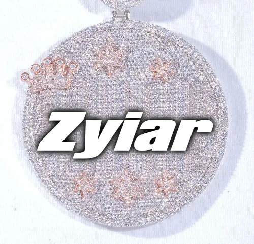 CUSTOM LETTER NECKLACE 3D BIG CROWN DISC sold by The GUU Shop