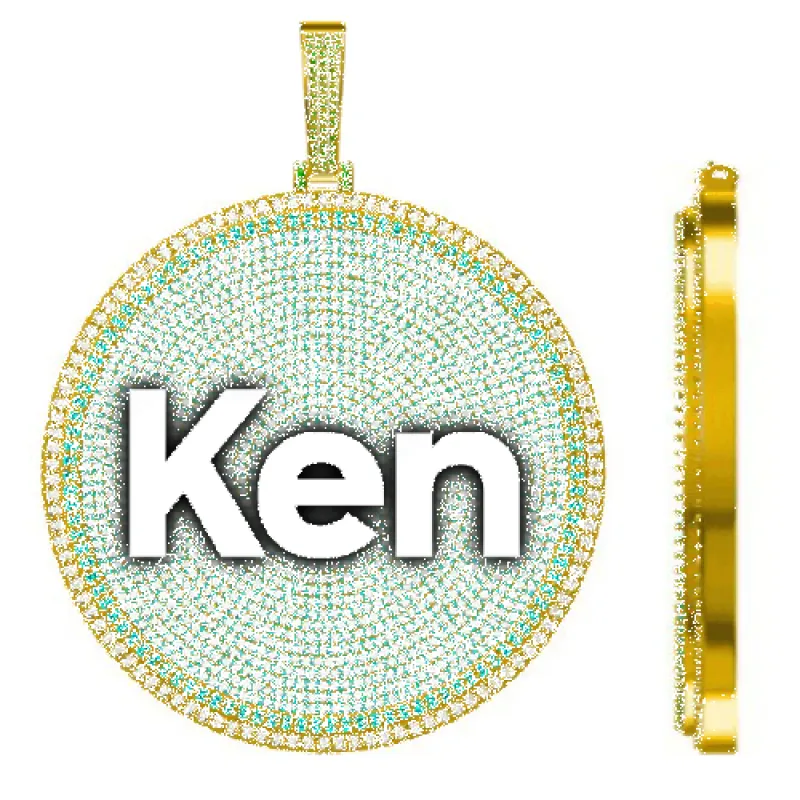 CUSTOM LETTER NECKLACE 3D BIG DISC made by The GUU Shop