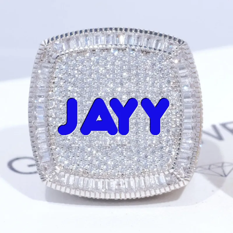 CUSTOM LETTER 3D ICED RING made by The GUU Shop