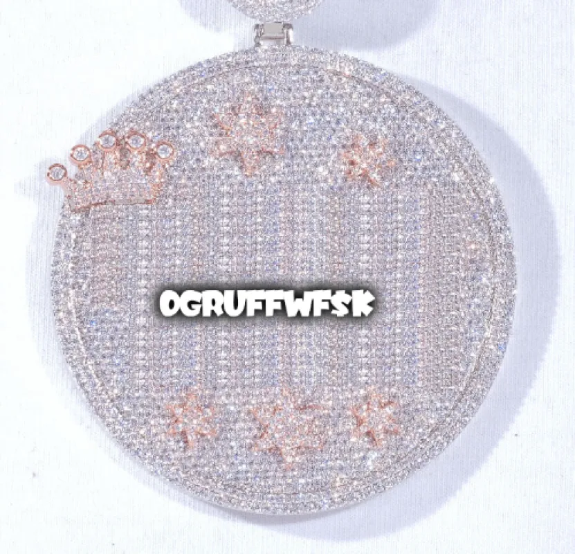 CUSTOM LETTER NECKLACE 3D BIG CROWN DISC made by The GUU Shop