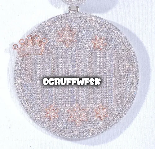 CUSTOM LETTER NECKLACE 3D BIG CROWN DISC sold by The GUU Shop
