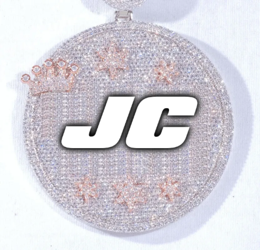 CUSTOM LETTER NECKLACE 3D BIG CROWN DISC made by The GUU Shop