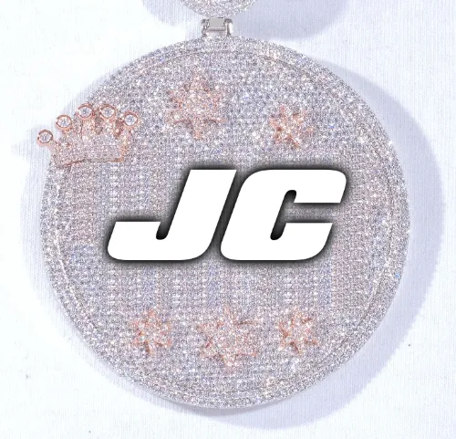 CUSTOM LETTER NECKLACE 3D BIG CROWN DISC sold by The GUU Shop