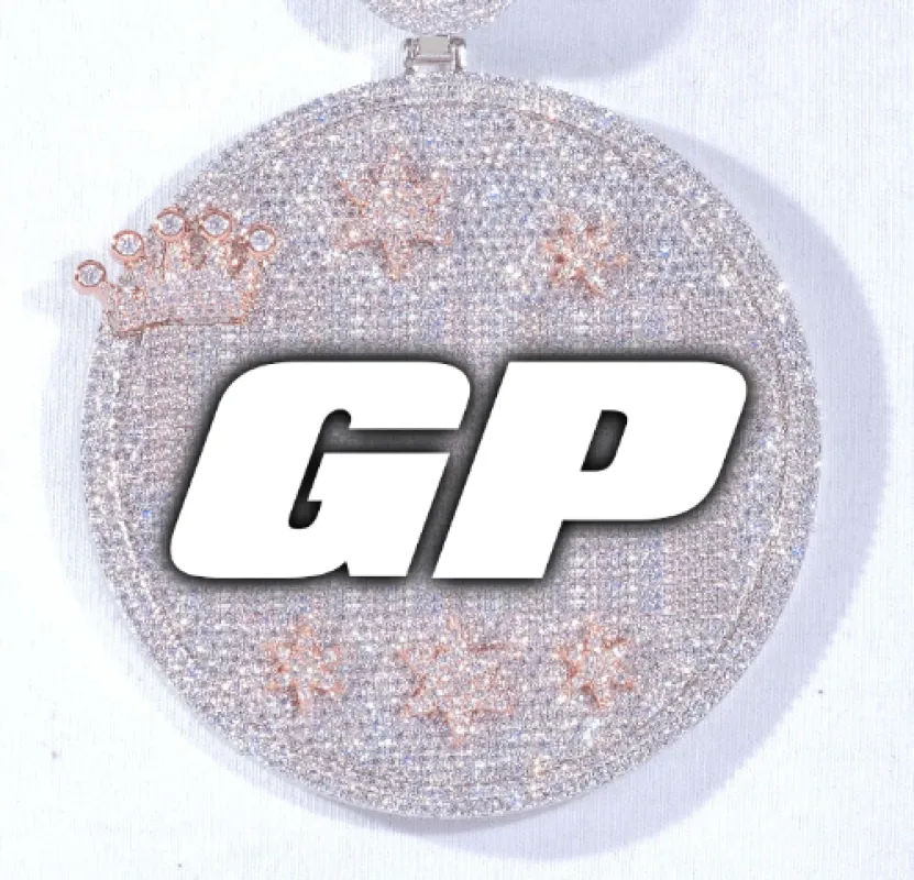 CUSTOM LETTER NECKLACE 3D BIG CROWN DISC made by The GUU Shop