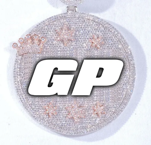 CUSTOM LETTER NECKLACE 3D BIG CROWN DISC sold by The GUU Shop