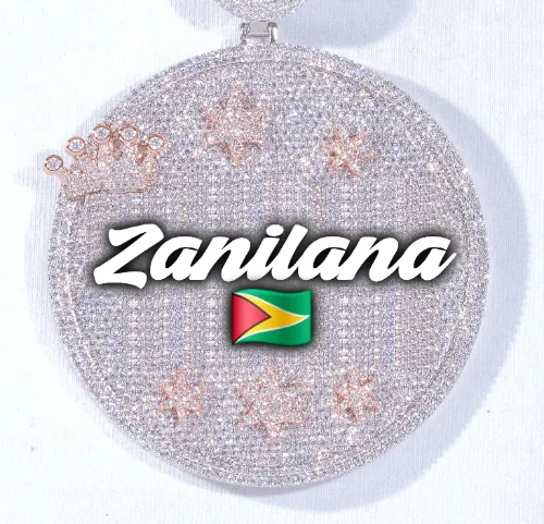 CUSTOM LETTER NECKLACE 3D BIG CROWN DISC sold by The GUU Shop