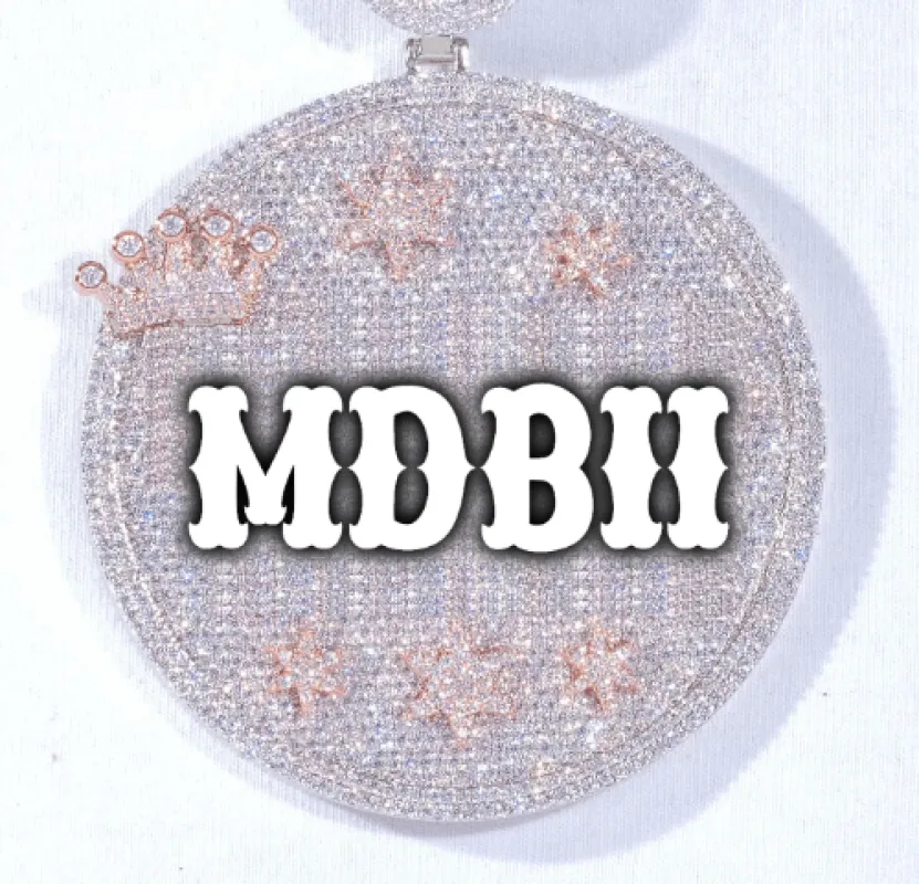 CUSTOM LETTER NECKLACE 3D BIG CROWN DISC made by The GUU Shop