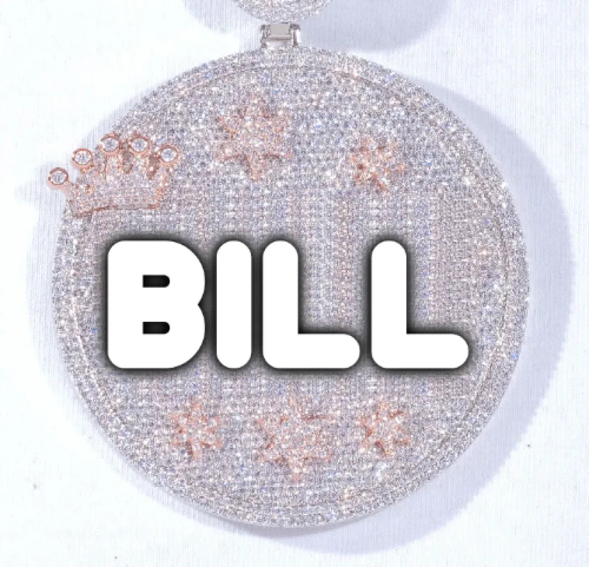 CUSTOM LETTER NECKLACE 3D BIG CROWN DISC made by The GUU Shop